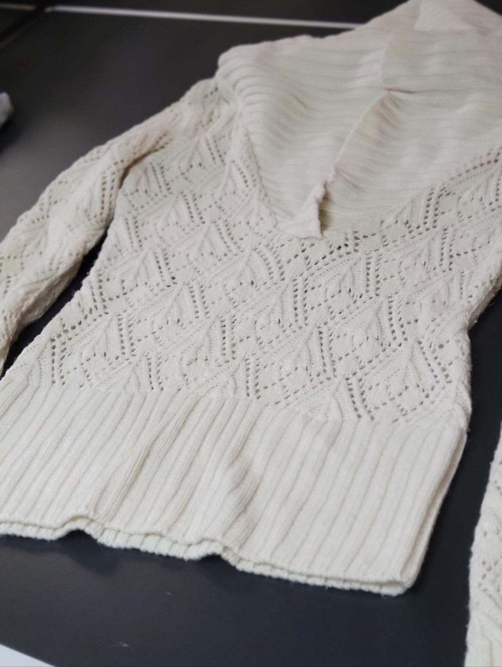 Charlotte Russe Cream Open-Knit Cowl Neck Sweater